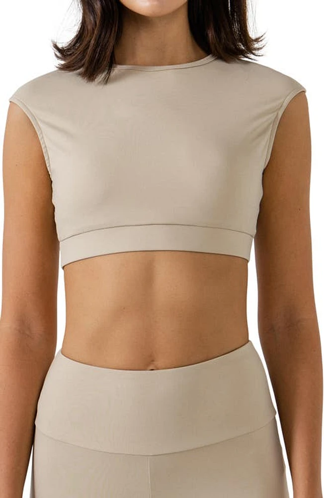 Grey Lab Strappy Back Crop Top Khaki at Nordstrom,