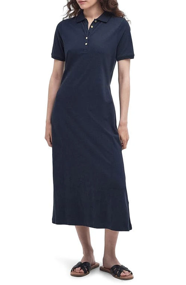 Barbour Celeste Stretch Cotton Piqué Midi Dress Navy at Nordstrom, Us