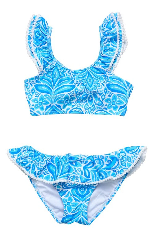 Snapper Rock Kids' Santorini Blue Frill Two-Piece Swimsuit at Nordstrom,