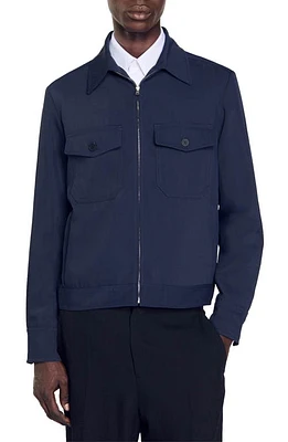 sandro Antoine Zip-Up Jacket Navy Blue at Nordstrom,