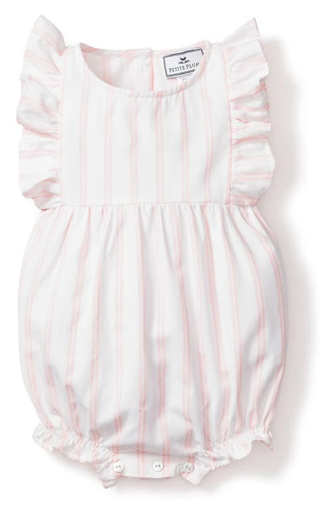 Petite Plume Stripe Ruffle Romper White at Nordstrom,