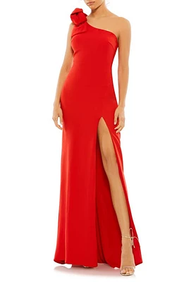 Mac Duggal One-Shoulder Side Slit Gown Red at Nordstrom,