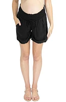 Angel Maternity Smocked Waist Tencel Shorts Black at Nordstrom,