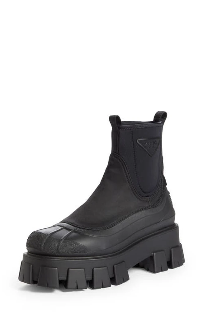 Prada Logo Monolith Duck Boot Nero at Nordstrom,