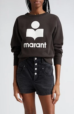 Isabel Marant Étoile Mobyli Logo Cotton Sweatshirt Faded Black/Ecru at Nordstrom, Us