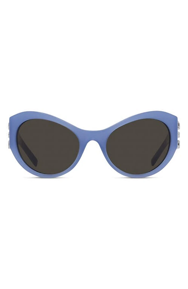 Givenchy 4G 63mm Oversize Cat Eye Sunglasses in Shiny Blue /Brown at Nordstrom