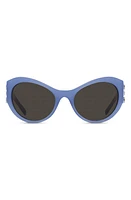 Givenchy 4G 63mm Oversize Cat Eye Sunglasses in Shiny Blue /Brown at Nordstrom