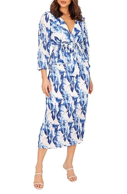 Petal & Pup Minelli Floral Plissé Wrap Top Blue at Nordstrom,