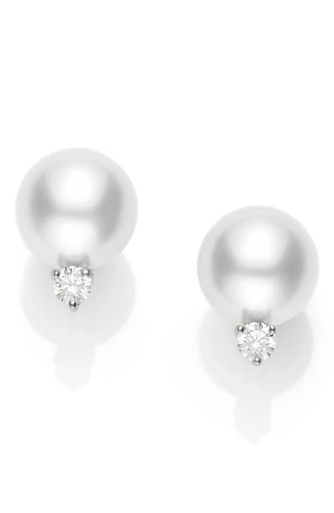 Mikimoto Pearl & Diamond Stud Earrings at Nordstrom