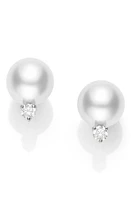 Mikimoto Pearl & Diamond Stud Earrings at Nordstrom