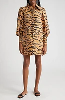 Zimmermann Matchmaker Long Sleeve Linen Tunic Dress Tan Tiger at Nordstrom,