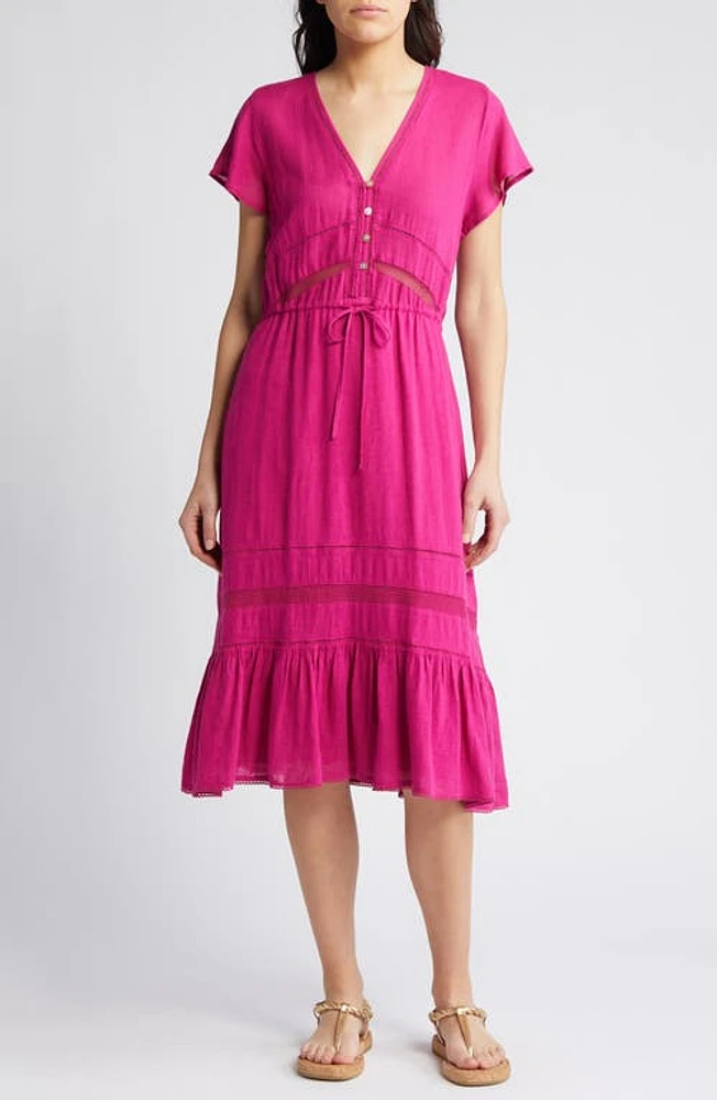 Rails Kiki Drawstring Waist Linen Blend Dress Radiance Lace Detail at Nordstrom,