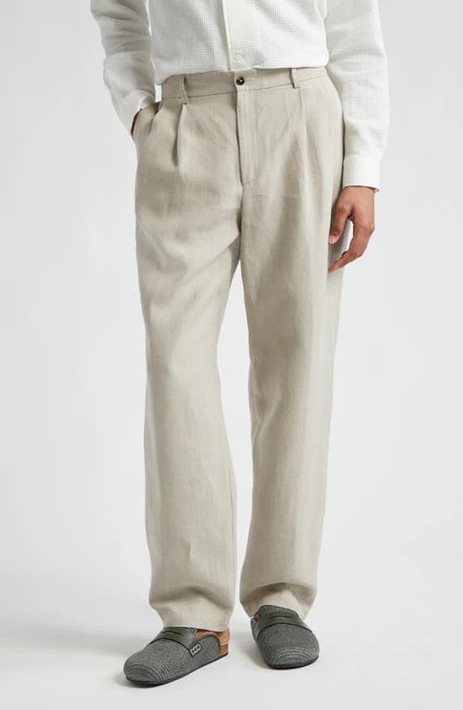 De Bonne Facture Two Pleat Linen Trousers Undyed Flax at Nordstrom, Us