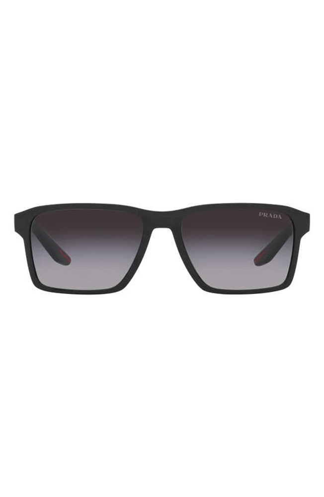 Prada Linea Rossa 58mm Gradient Rectangular Sunglasses in Black at Nordstrom