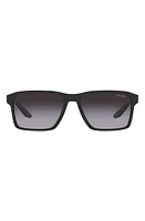 Prada Linea Rossa 58mm Gradient Rectangular Sunglasses in Black at Nordstrom