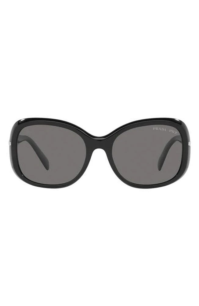 Prada 57mm Polarized Rectangular Sunglasses in Black at Nordstrom