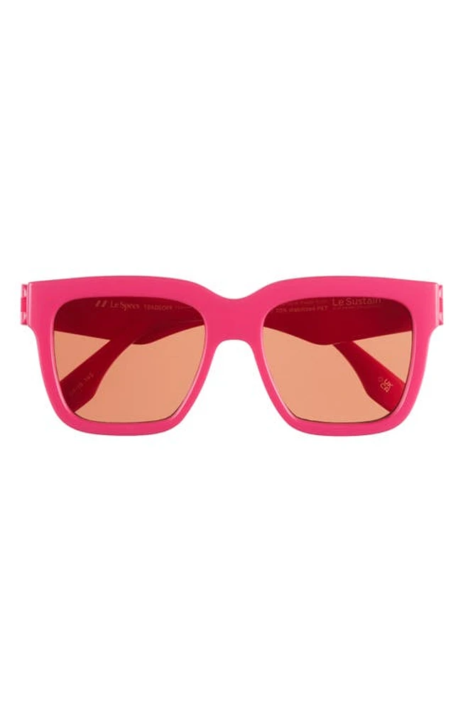 Le Specs Tradeoff 54mm D-Frame Sunglasses in Hot Pink at Nordstrom