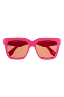 Le Specs Tradeoff 54mm D-Frame Sunglasses in Hot Pink at Nordstrom