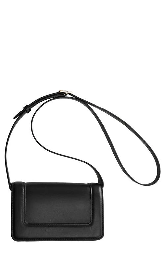 MANGO Faux Leather Flap Crossbody Bag in Black at Nordstrom