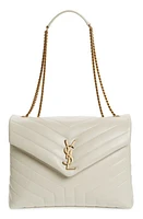 Saint Laurent Medium Loulou Matelassé Leather Shoulder Bag in Crema Soft at Nordstrom