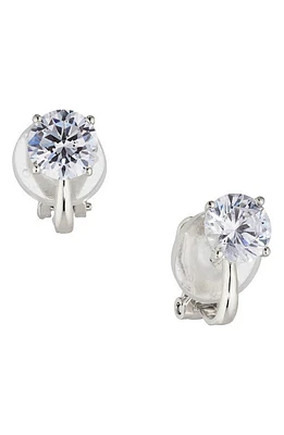 Nadri Modern Love Round Clip-On Earrings in Rhodium at Nordstrom