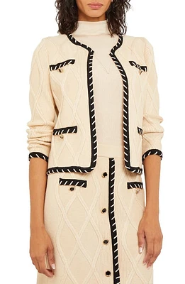 Misook Contrast Trim Knit Jacket Biscotti/black at Nordstrom,