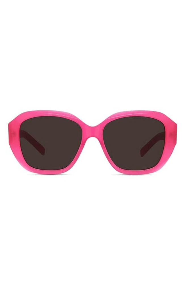 Givenchy GV Day 55mm Round Sunglasses in Shiny Fuchsia /Brown at Nordstrom