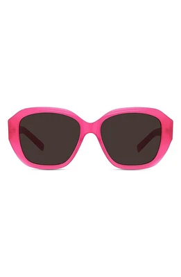 Givenchy GV Day 55mm Round Sunglasses in Shiny Fuchsia /Brown at Nordstrom