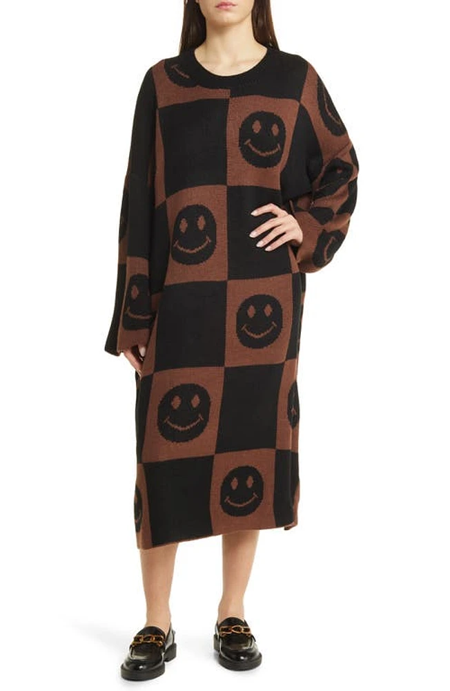 Dressed in Lala Literally Limitless Long Sleeve Oversize Sweater Dress in Good Time Girl at Nordstrom, Size Large