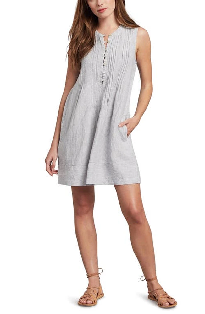 Faherty Isha Linen Swing Dress Blue Mini Stripe at Nordstrom,