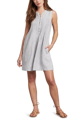 Faherty Isha Linen Swing Dress Blue Mini Stripe at Nordstrom,