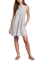 Faherty Isha Linen Swing Dress Blue Mini Stripe at Nordstrom,