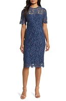 Eliza J Embroidered Lace Overlay Cocktail Dress Slate at Nordstrom,