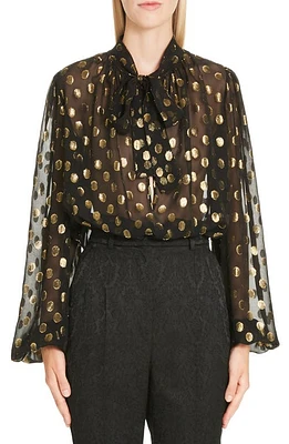 Dolce & Gabbana Metallic Fil Coupé Chiffon Top in Jacquard at Nordstrom, Size 10 Us