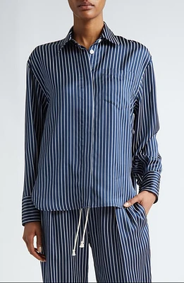 Maria McManus Stripe Button-Up Shirt Midnight at Nordstrom,