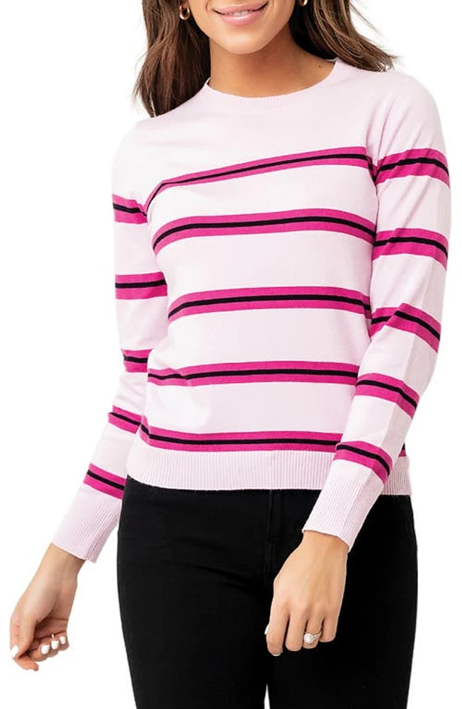 GIBSONLOOK Cupid Stripe Crewneck Sweater Parfait Pink at Nordstrom,