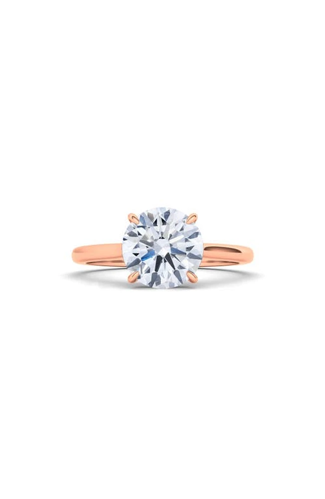 HauteCarat Round Lab Created Diamond 18K Gold Ring in 18K Rose Gold at Nordstrom