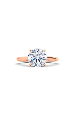 HauteCarat Round Lab Created Diamond 18K Gold Ring in 18K Rose Gold at Nordstrom