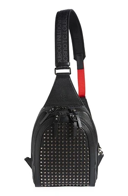 Christian Louboutin Loubifunk Spike Panel Calfskin Backpack in Black/black/black-Red at Nordstrom