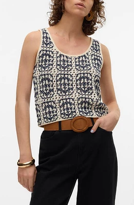 VERO MODA Mykonos Sleeveless Knit Top Navy Blazer Detail at Nordstrom,