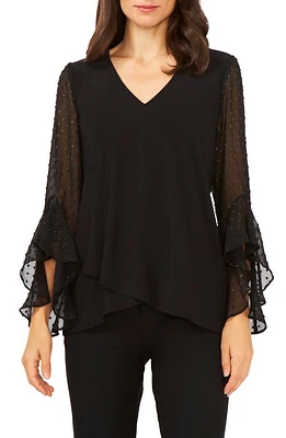 Chaus Tulip Bell Sleeve Top Black/Gold at Nordstrom,