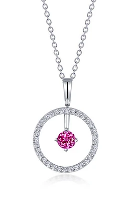 Lafonn Simulated Diamond Lab-Created Birthstone Reversible Pendant Necklace in Pink/October at Nordstrom, Size 20