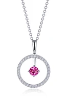 Lafonn Simulated Diamond Lab-Created Birthstone Reversible Pendant Necklace in Pink/October at Nordstrom, Size 20