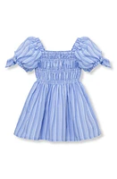 Habitual Stripe Puff Sleeve Sundress Blue at Nordstrom,