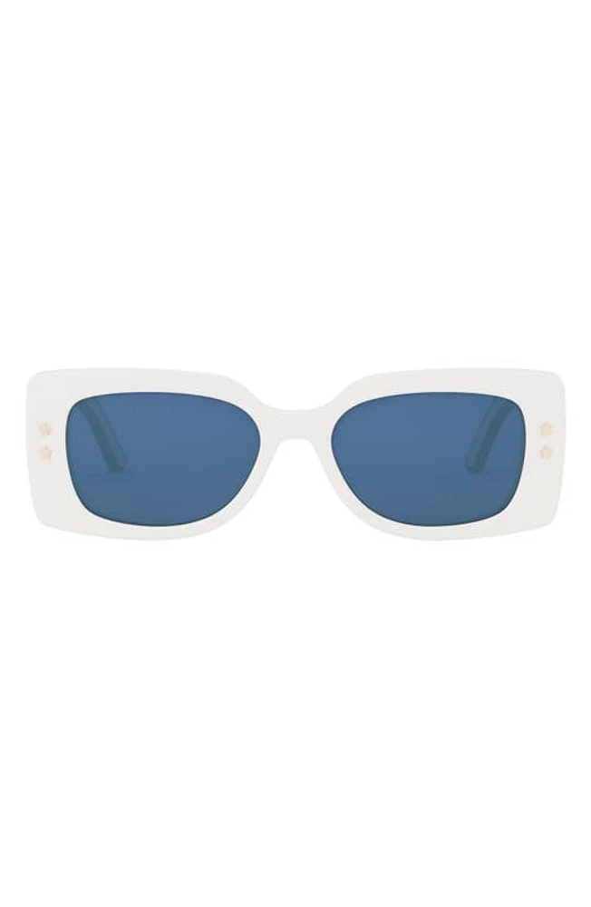 'DiorPacific S1U 53mm Rectangular Sunglasses in Ivory /Blue at Nordstrom