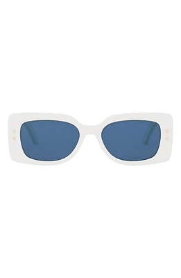 'DiorPacific S1U 53mm Rectangular Sunglasses in Ivory /Blue at Nordstrom