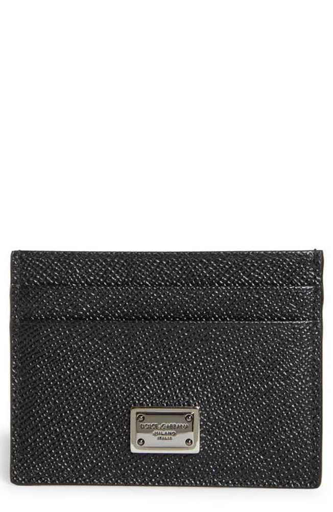 Dolce & Gabbana Logo Plaque Leather Card Case in Black at Nordstrom