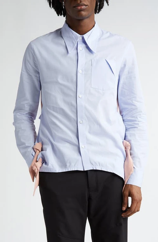 KIKO KOSTADINOV Rino Twisted Jersey Button-Up Shirt L Blue Stripe /Rose Tan at Nordstrom, Us