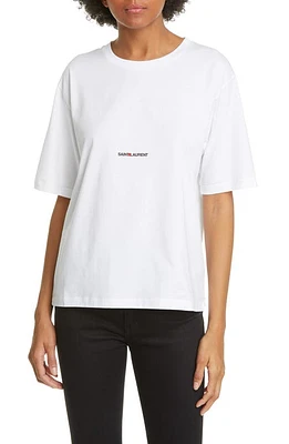 Saint Laurent Rive Gauche Logo Tee in Blanc at Nordstrom, Size Medium