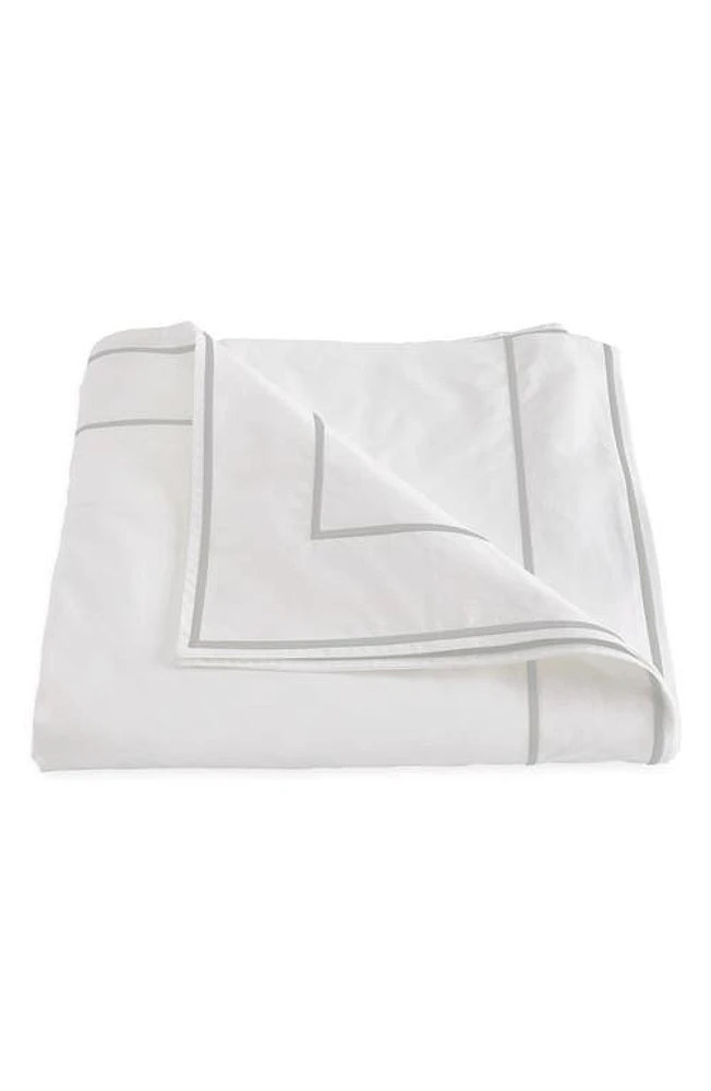 Matouk Ansonia Cotton Percale Duvet Cover in White/Sterling at Nordstrom